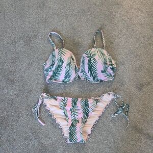 Shade & Shore Pink and Green Tropical Bikini